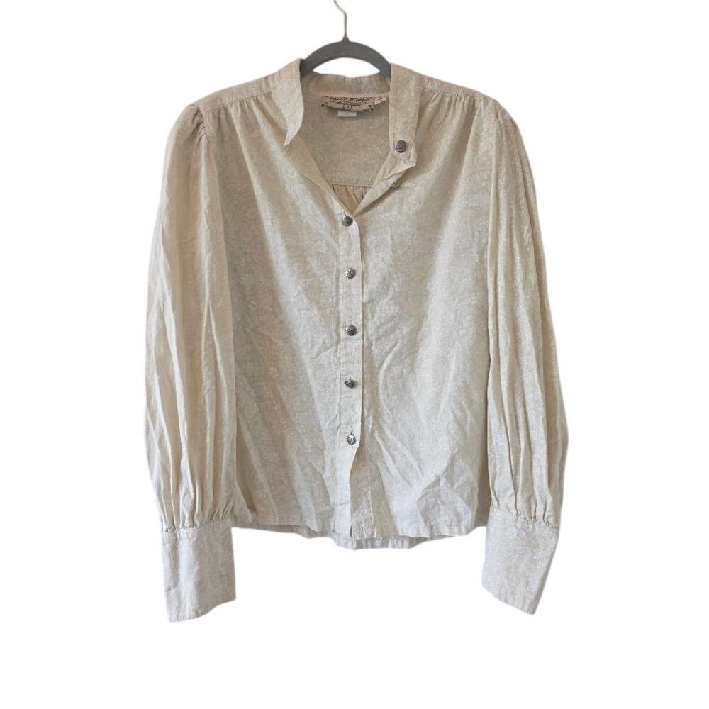 Wah Maker Vintage Collection Blouse Large Ivory Floral Western USA